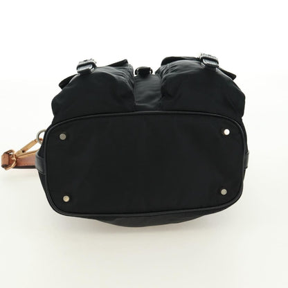 Prada Double Pocket Drawstring Shoulder Bag Tessuto, Black, Nylon, Shoulder Bag