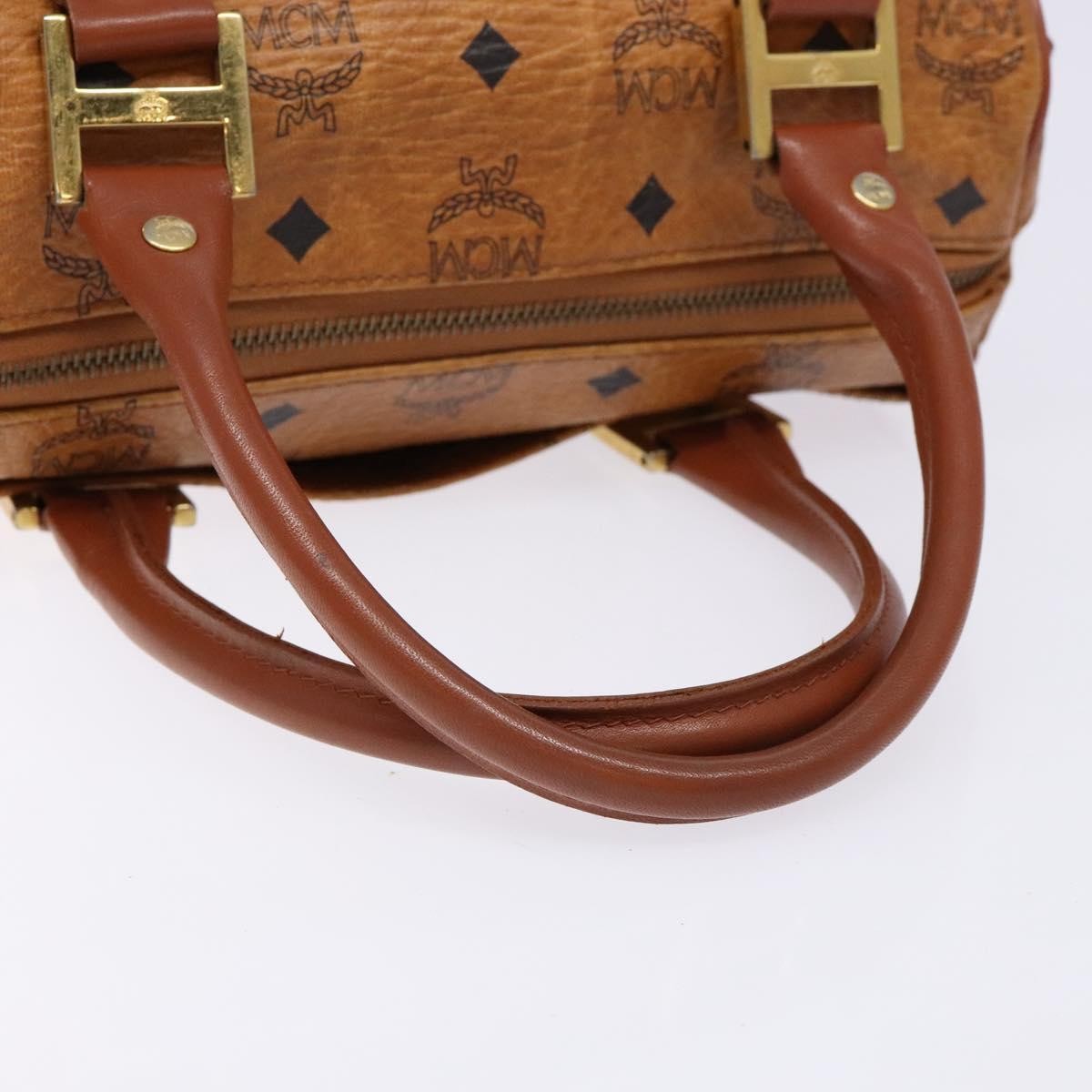 MCM Visetos logogramme Handbag Canvas and Leather, BROWN, PVC, Handbag