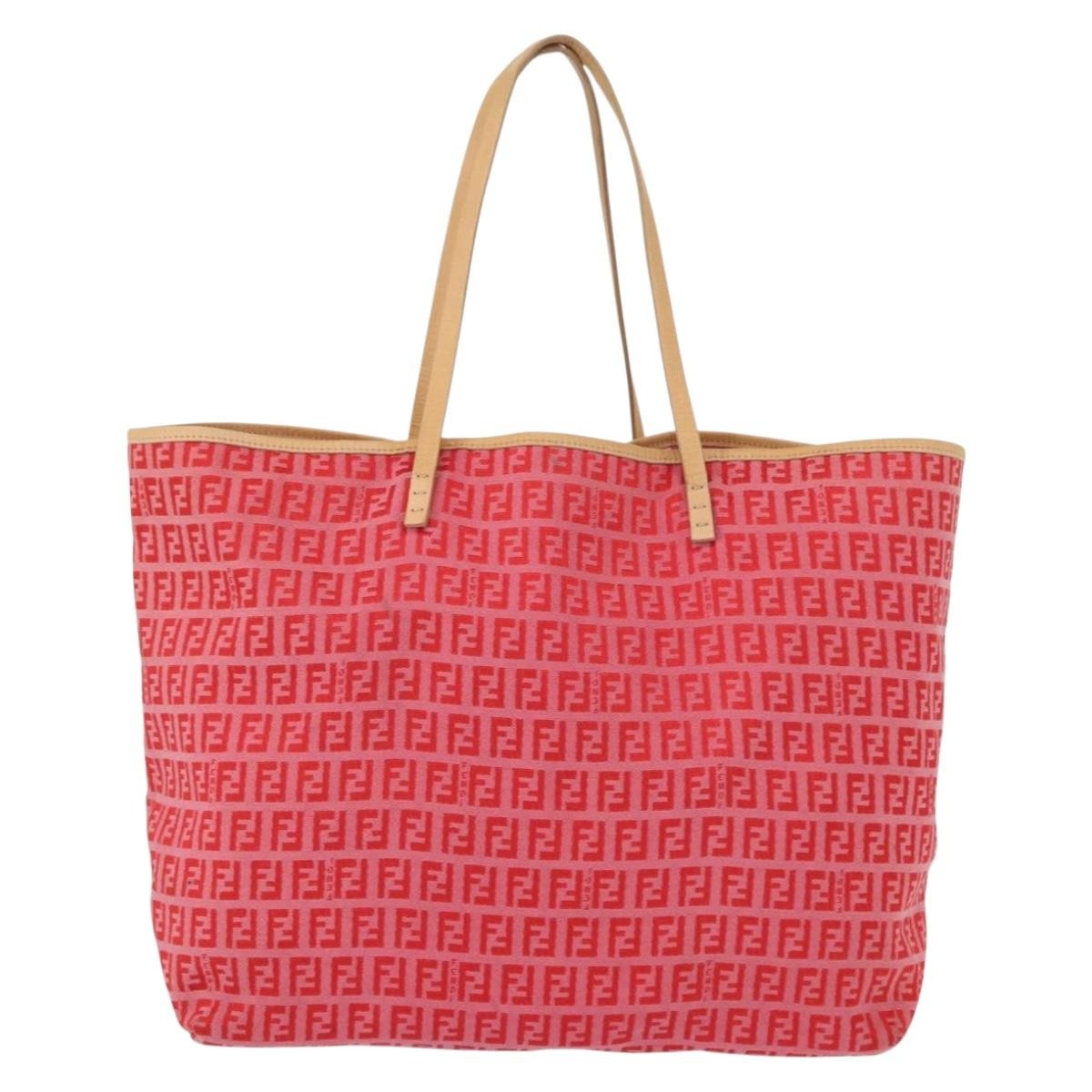 Fendi Roll Tote Zucchino Canvas, RED, CANVAS, Tote bag