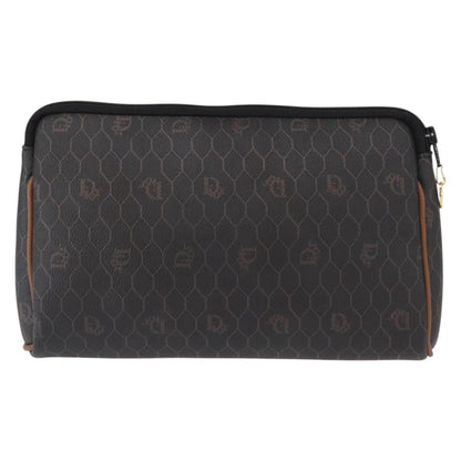 Christian Dior Vintage Honeycomb Zip Pouch Coated Canvas, BLACK, PVC, Clutche & pouche