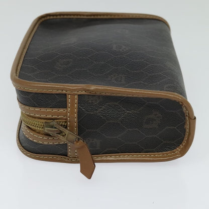 Christian Dior Vintage Honeycomb Zip Pouch Canvas and Leather, Black, Canvas, Clutch