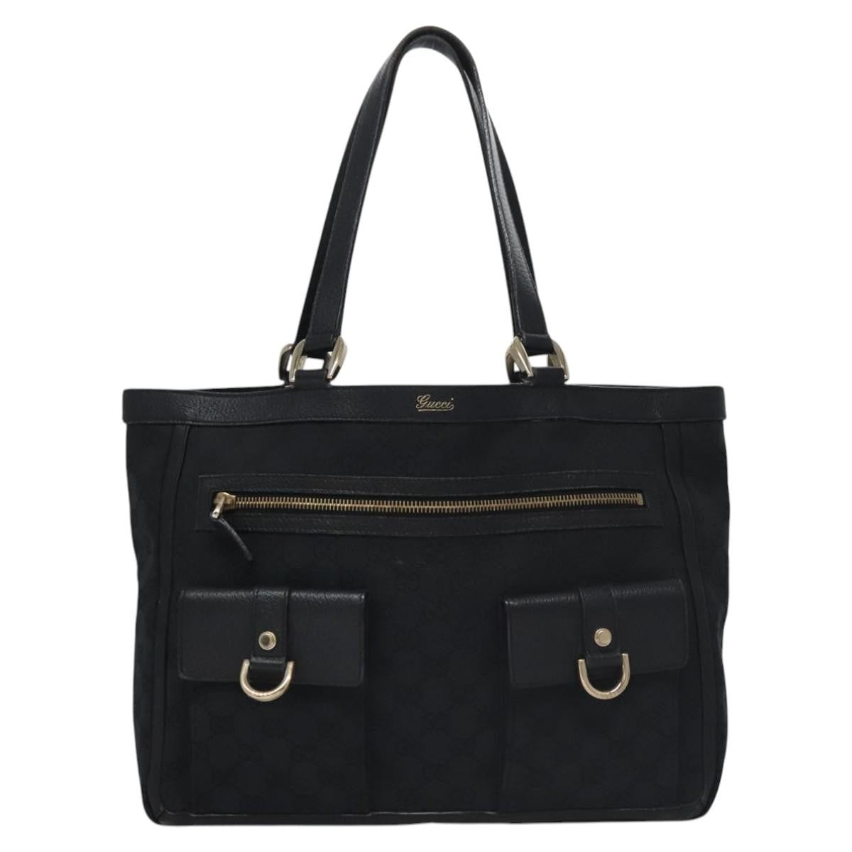 Gucci Abbey Pocket Tote GG Canvas, BLACK, CANVAS, Tote bag