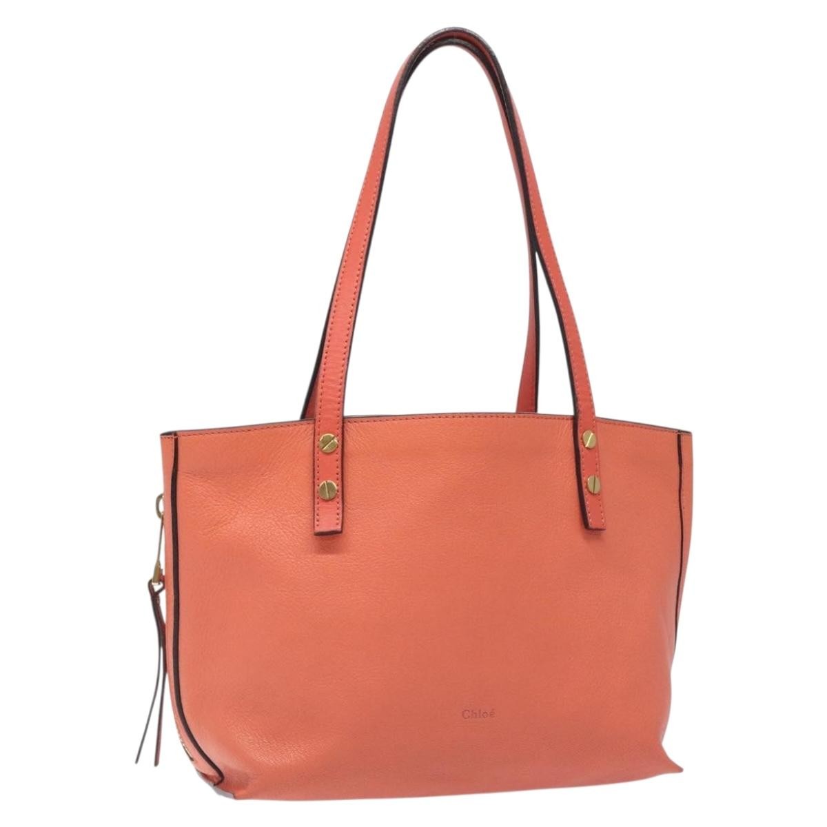 Chloe Dilan Tote Leather, ORANGE, LEATHER, Tote bag