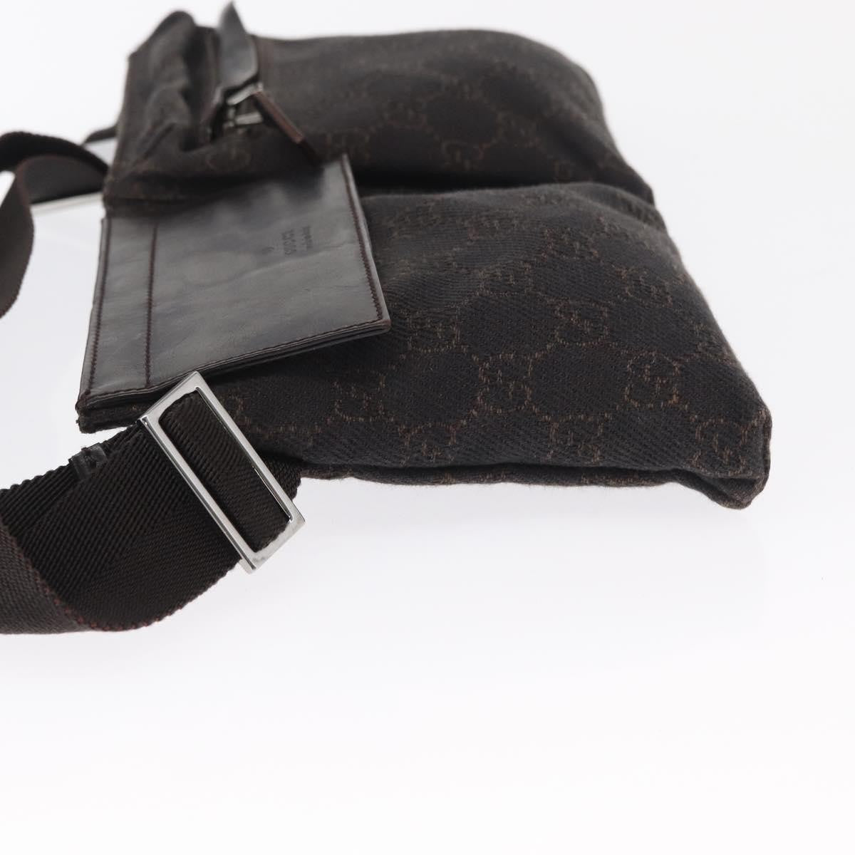 Gucci Vintage Double Belt Bag GG Canvas with Leather, BROWN, CANVAS, Clutche & pouche