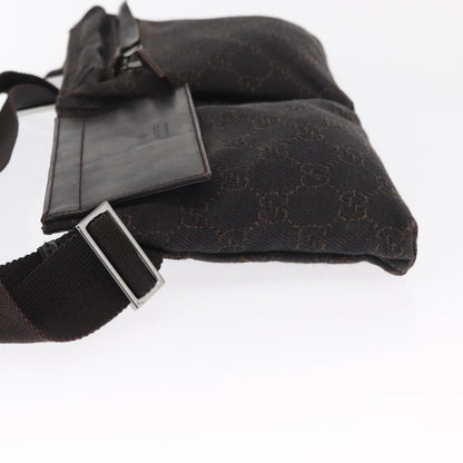 Gucci Vintage Double Belt Bag GG Canvas with Leather, BROWN, CANVAS, Clutche & pouche