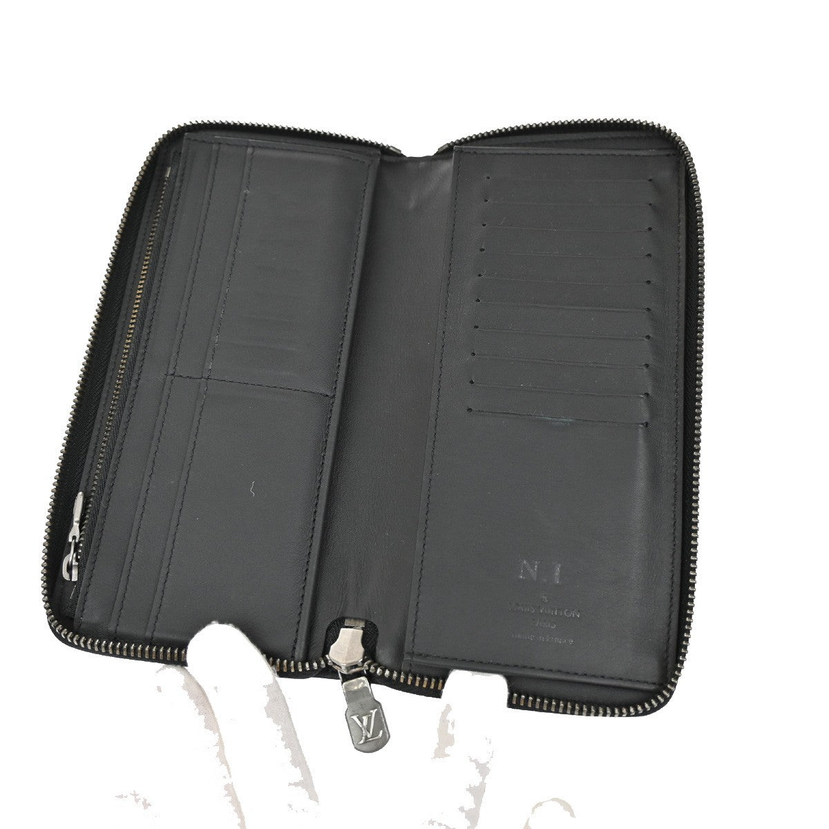 Louis Vuitton Zippy wallet vertical Damier Infini Leather, BLACK, LEATHER, Wallets