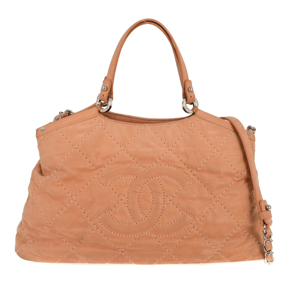 Chanel CC Sea Hit Tote Quilted Iridescent Calfskin, PINK, LEATHER, Tote bag
