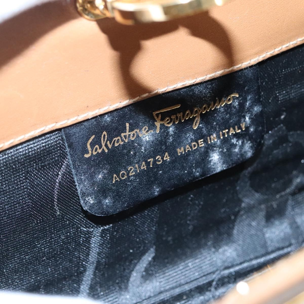 Salvatore Ferragamo Vintage Gancini Pochette Leather, BROWN, LEATHER, Clutche & pouche