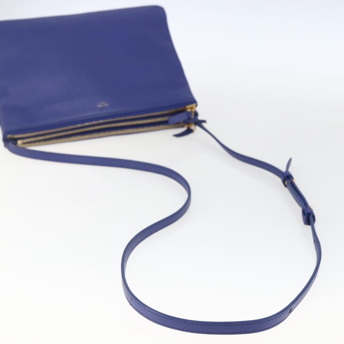 Celine Trio Crossbody Bag Leather, BLUE, LEATHER, Shoulder bag