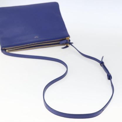 Celine Trio Crossbody Bag Leather, BLUE, LEATHER, Shoulder bag