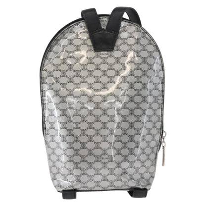 Celine Vintage Macadam Backpack Canvas and Leather, SILVER, PVC, Backpack