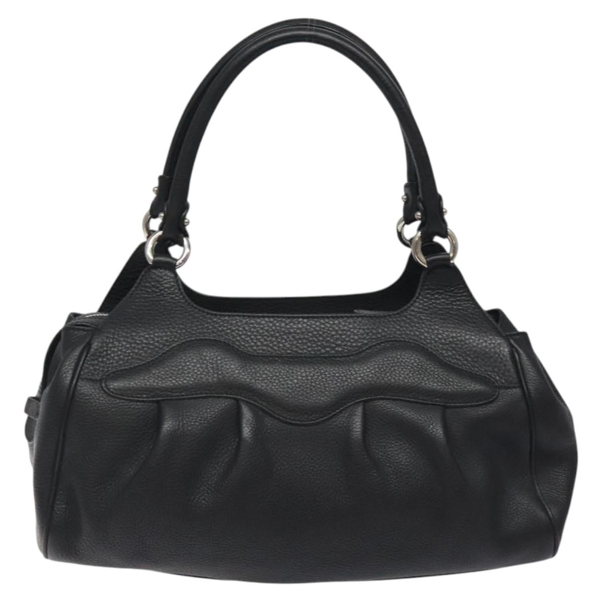Salvatore Ferragamo Gancini handbag Leather, BLACK, LEATHER, Handbag