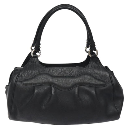 Salvatore Ferragamo Gancini handbag Leather, BLACK, LEATHER, Handbag