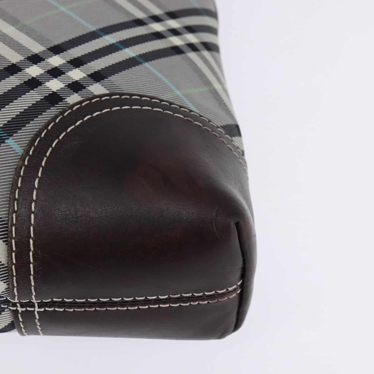 Burberry Nova Check Blue Label Canvas, Gray, Nylon, Shoulder Bag