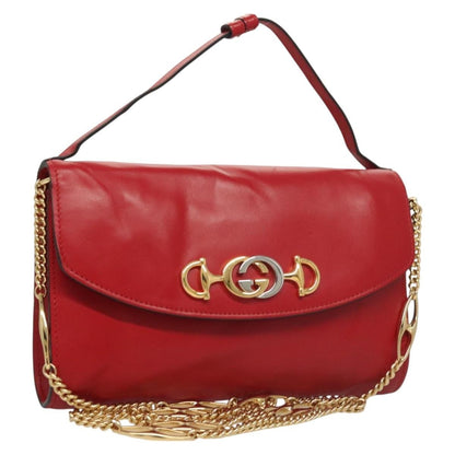 Gucci Zumi Shoulder Bag Leather, RED, LEATHER, Shoulder bag