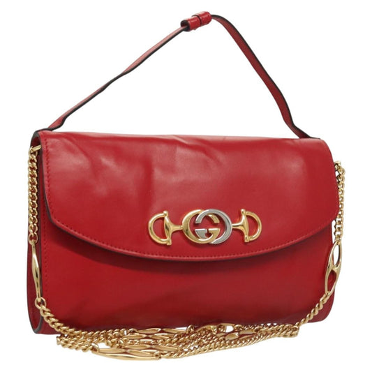 Gucci Zumi Shoulder Bag Leather, RED, LEATHER, Shoulder bag