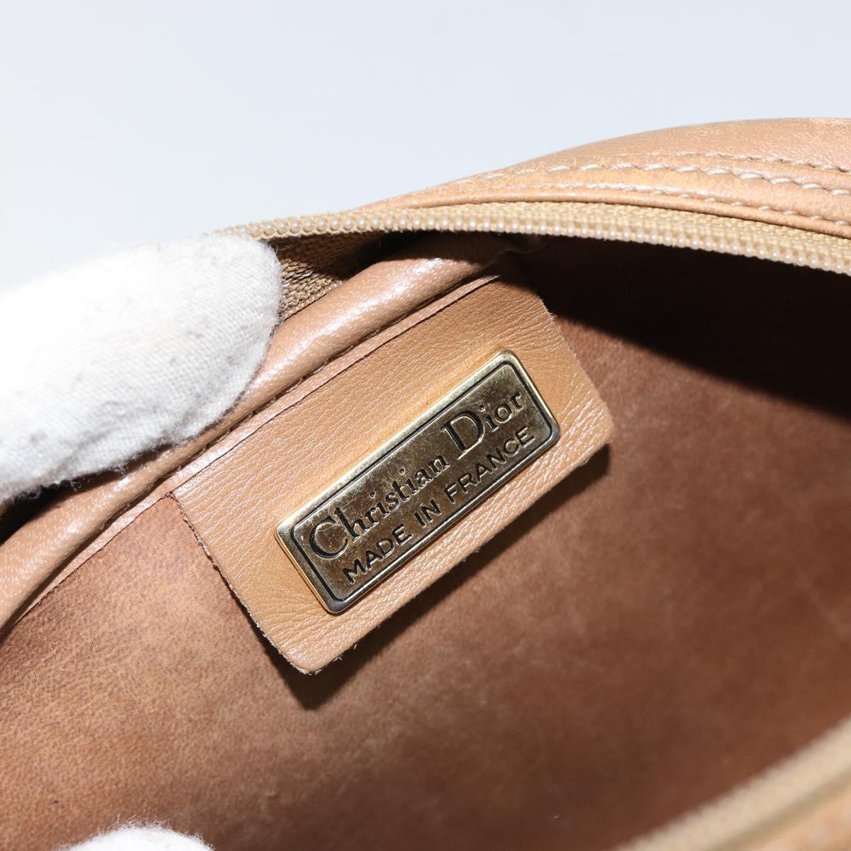 Christian Dior Vintage Honeycomb Shoulder Bag Canvas and Leather, BLACK, CANVAS, Shoulder bag