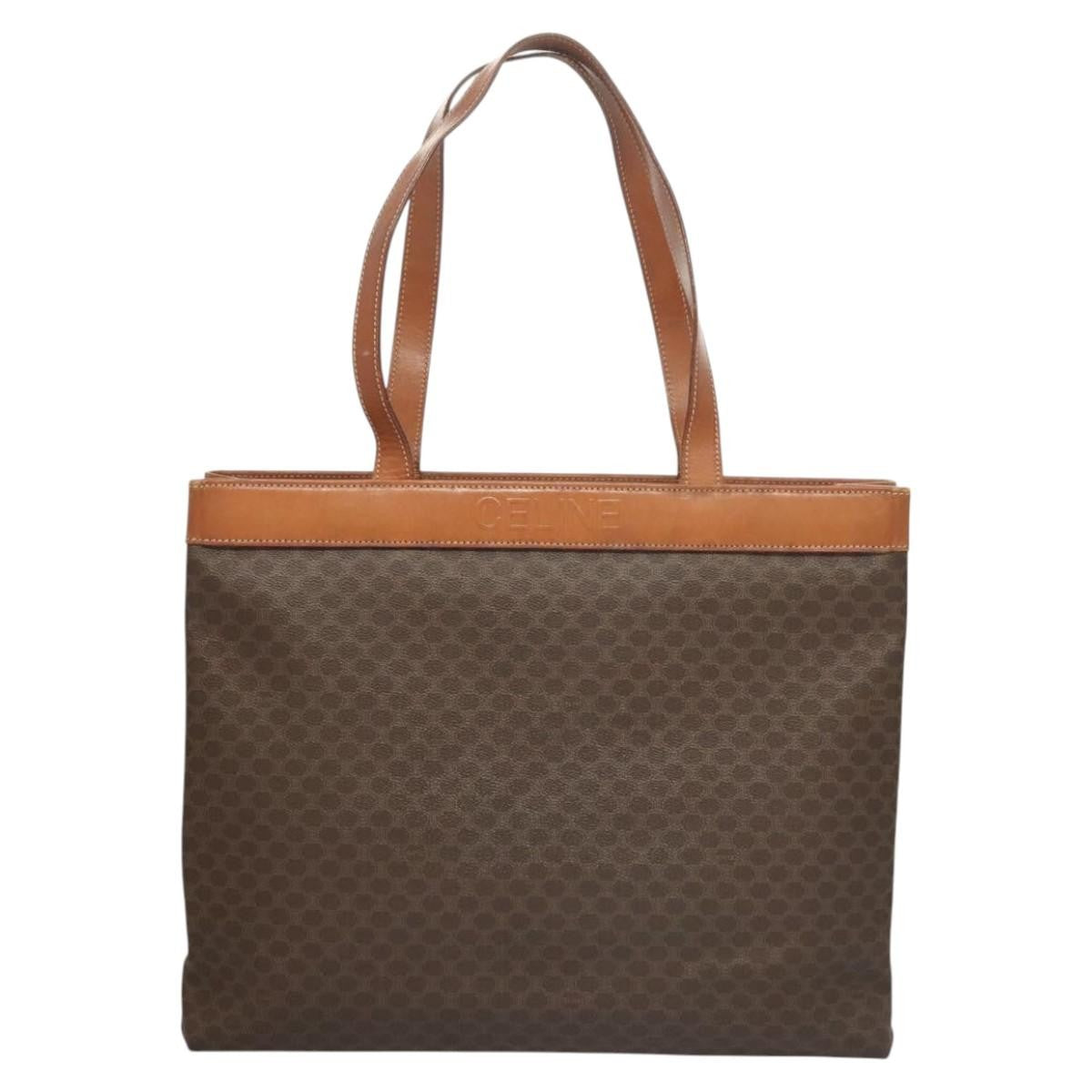 Celine Vintage Macadam Tote bag Canvas, BROWN, CANVAS, Tote bag