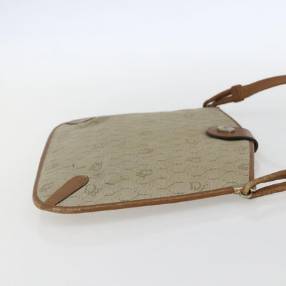 Christian Dior Vintage Honeycomb Shoulder Bag Canvas and Leather, BEIGE, CANVAS, Shoulder bag