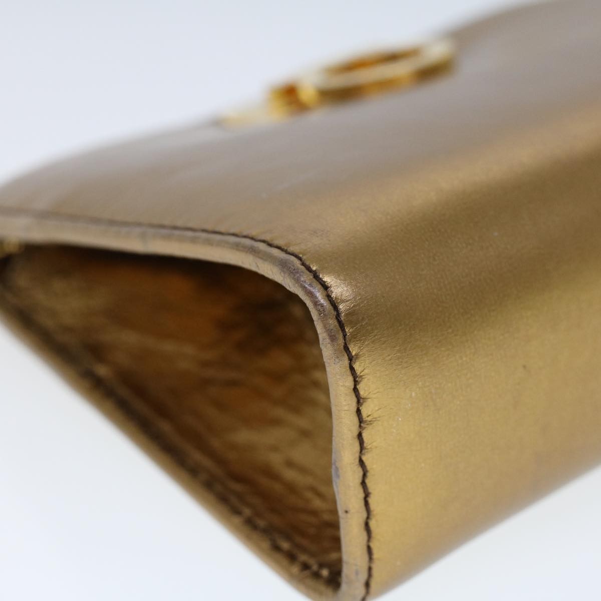 Salvatore Ferragamo Vintage Gancini Chain Shoulder Bag Leather, GOLD, LEATHER, Shoulder bag