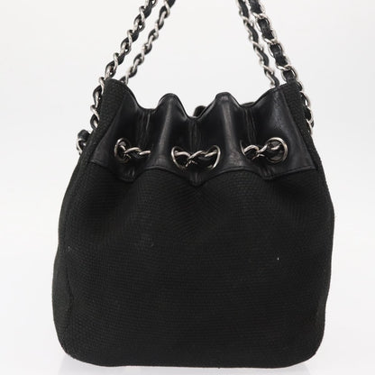 Chanel Vintage CC Charm Tote Chevron Canvas, BLACK, CANVAS, Tote bag