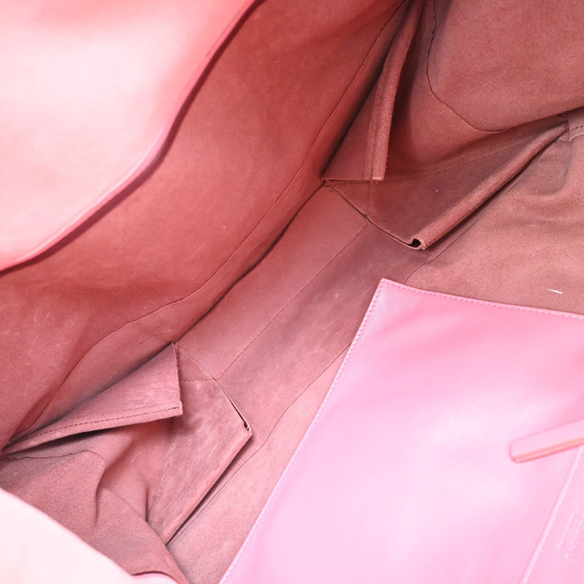 Celine Horizontal Bi-Cabas Tote Leather, PINK, LEATHER, Handbag