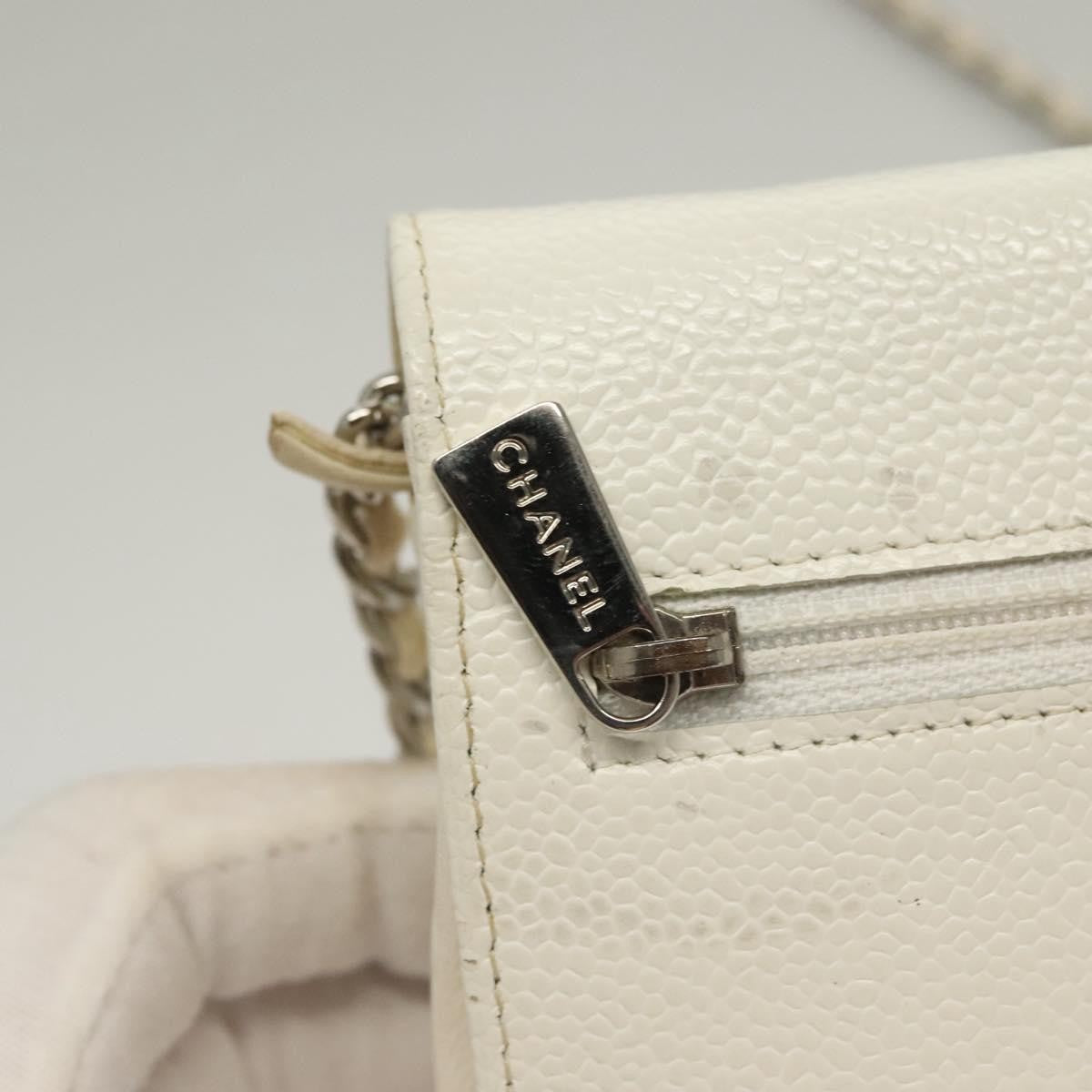 Chanel Vintage Timeless Wallet on Chain Caviar, WHITE, LEATHER, Clutche & pouche
