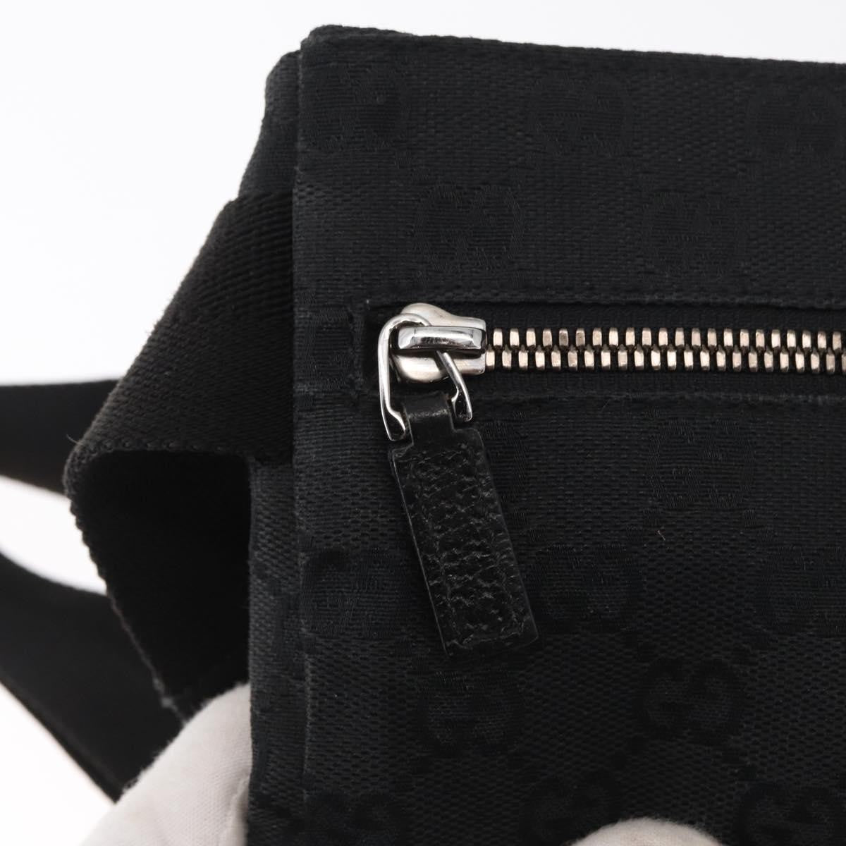 Gucci Vintage Double Belt Bag GG Canvas with Leather, BLACK, CANVAS, Clutche & pouche