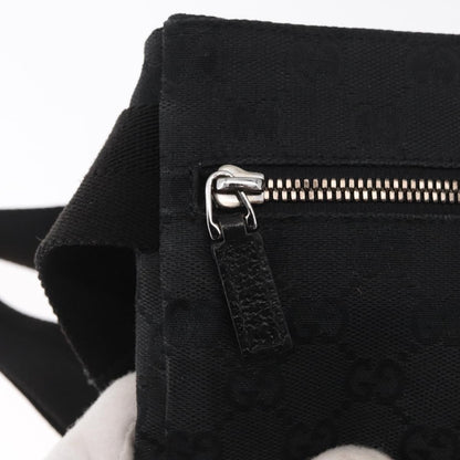 Gucci Vintage Double Belt Bag GG Canvas with Leather, BLACK, CANVAS, Clutche & pouche