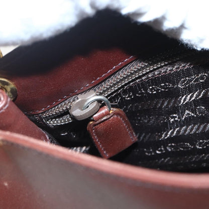 Prada Vintage Shoulder Bag Leather, BROWN, LEATHER, Shoulder bag