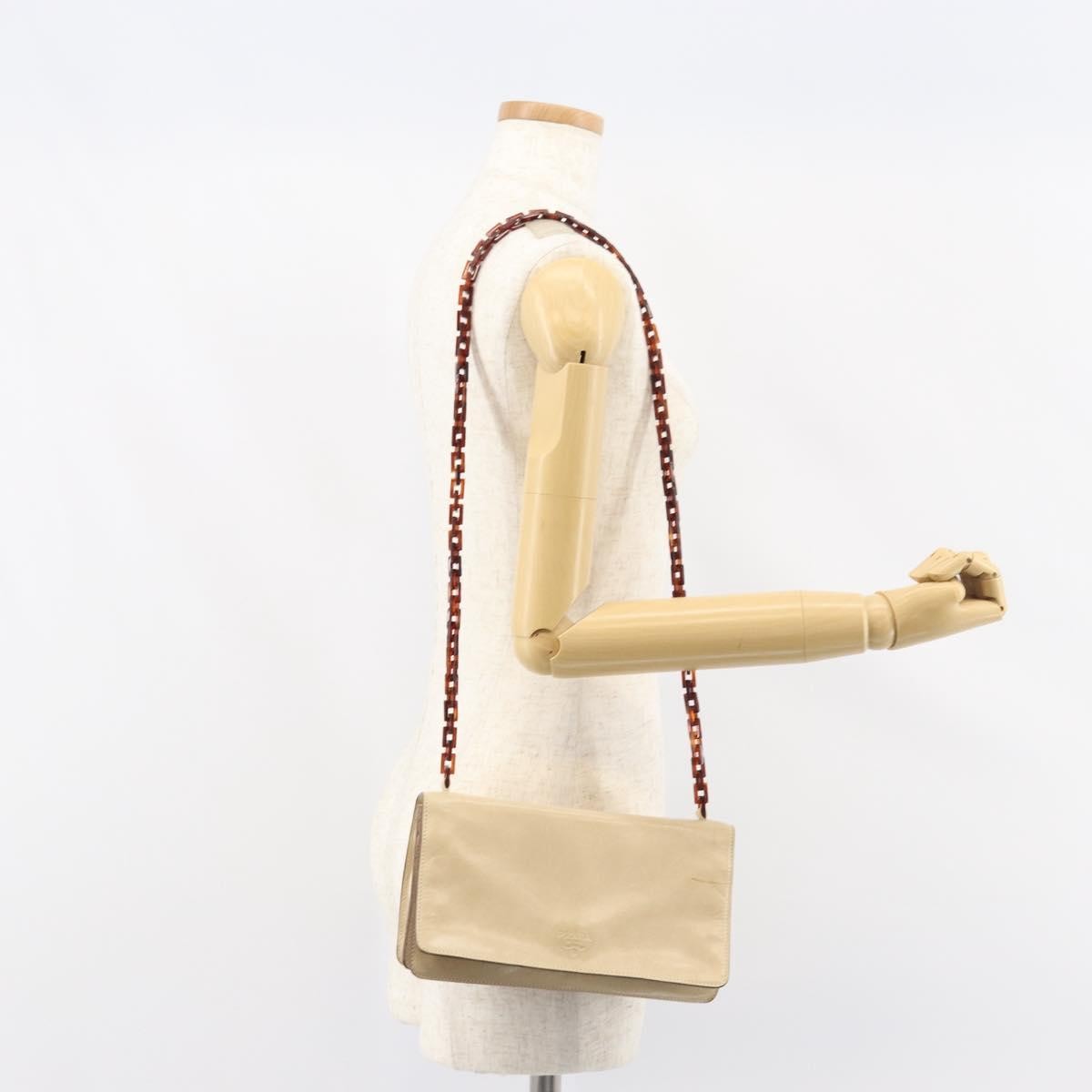 Prada Flap Shoulder Bag Leather, BEIGE, LEATHER, Shoulder bag