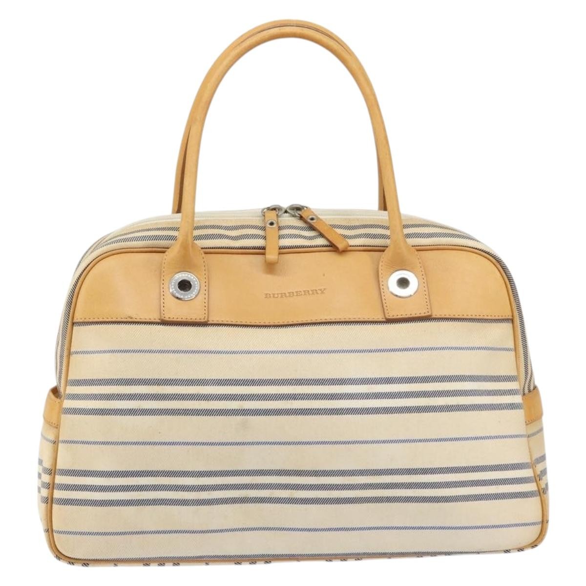 Burberry Vintage Handbag Canvas, WHITE, CANVAS, Handbag