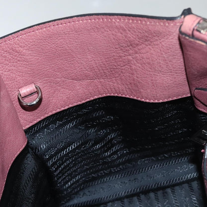 Prada Twin Pocket Convertible Tote Cervo Leather, PINK, LEATHER, Handbag