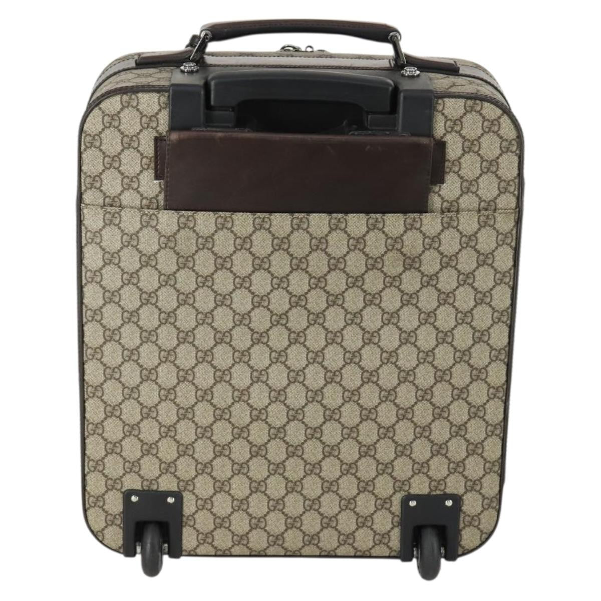 Gucci Web Trolley Rolling Luggage GG Coated Canvas, BEIGE, PVC, Travel bag