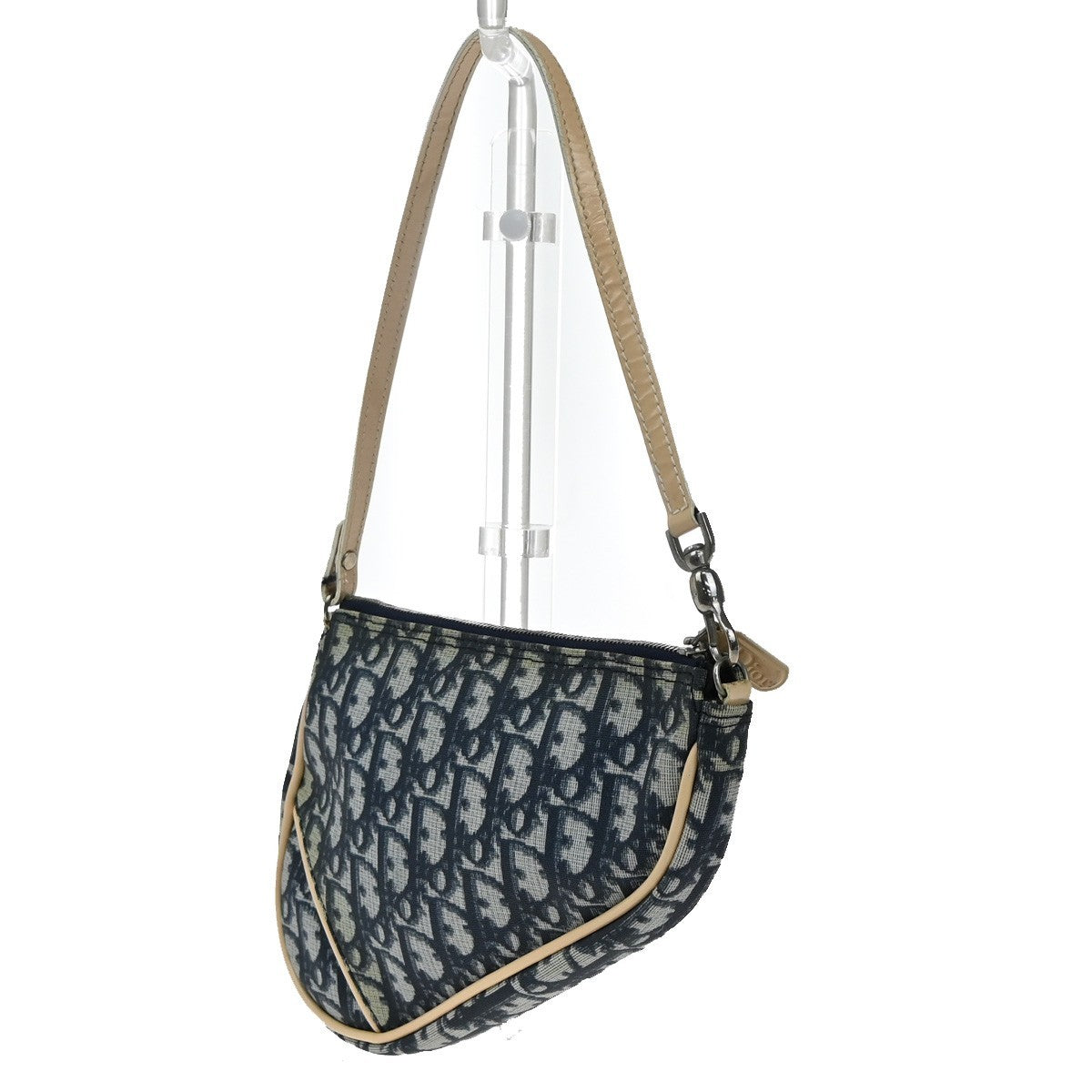 Christian Dior Vintage Saddle Bag Diorissimo Coated Canvas, BLUE, PVC, Shoulder bag