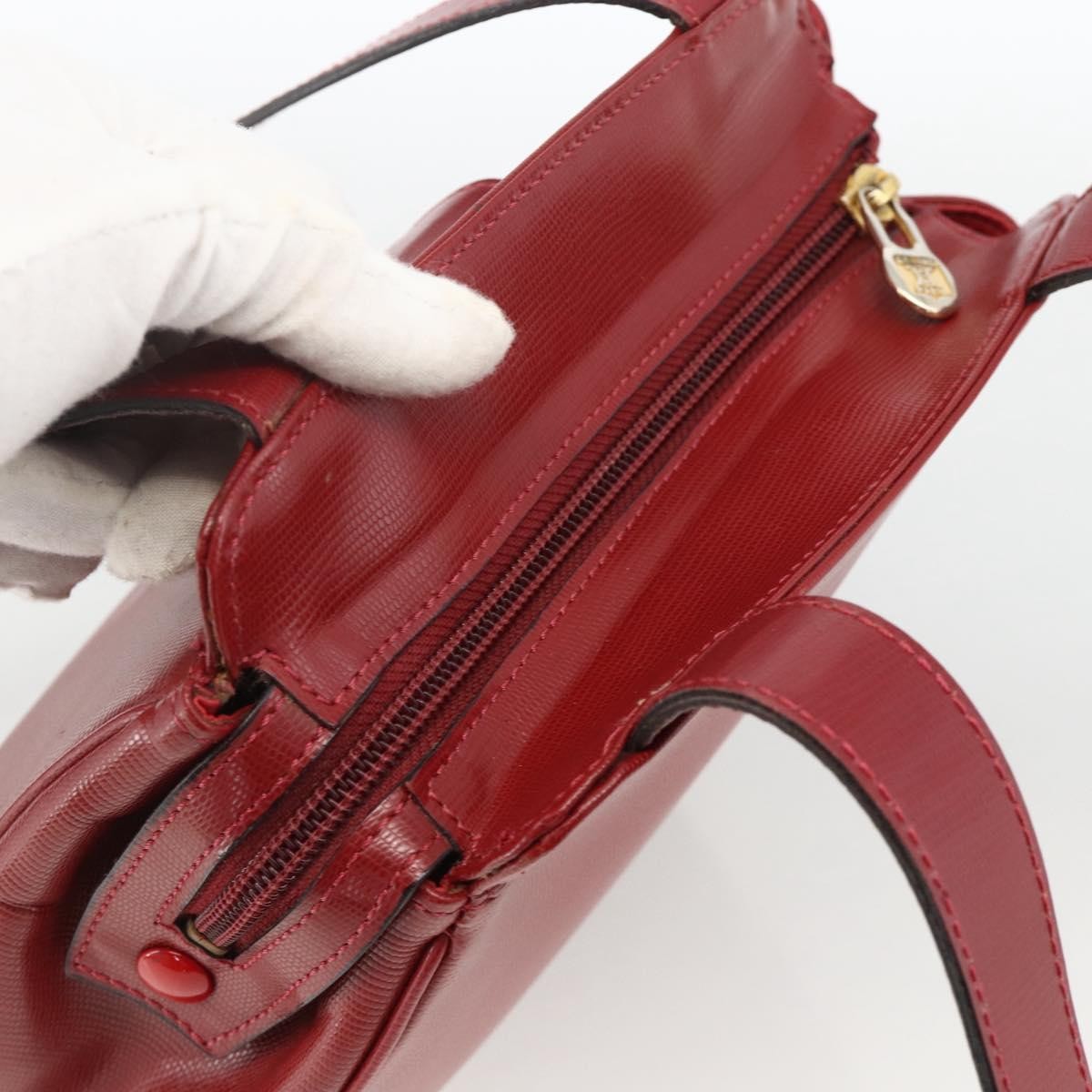 Celine Circle logo Leather, Burgundy, Leather, Tote Bag