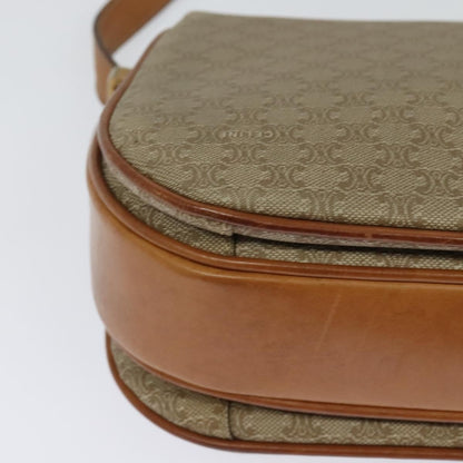 Celine Vintage Macadam Shoulder Bag Canvas and Leather, BEIGE, CANVAS, Shoulder bag
