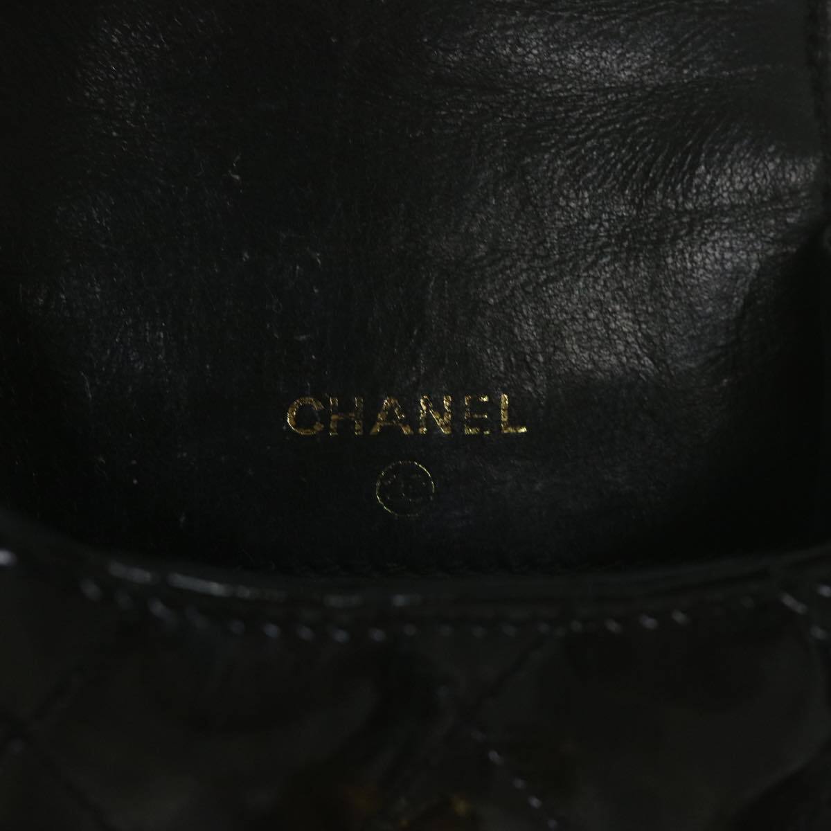 Chanel Vintage CC Flap Phone Holder Crossbody Bag Quilted Patent, BLACK, PATENT_LEATHER, Crossbody bag