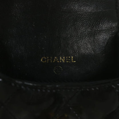 Chanel Vintage CC Flap Phone Holder Crossbody Bag Quilted Patent, BLACK, PATENT_LEATHER, Crossbody bag