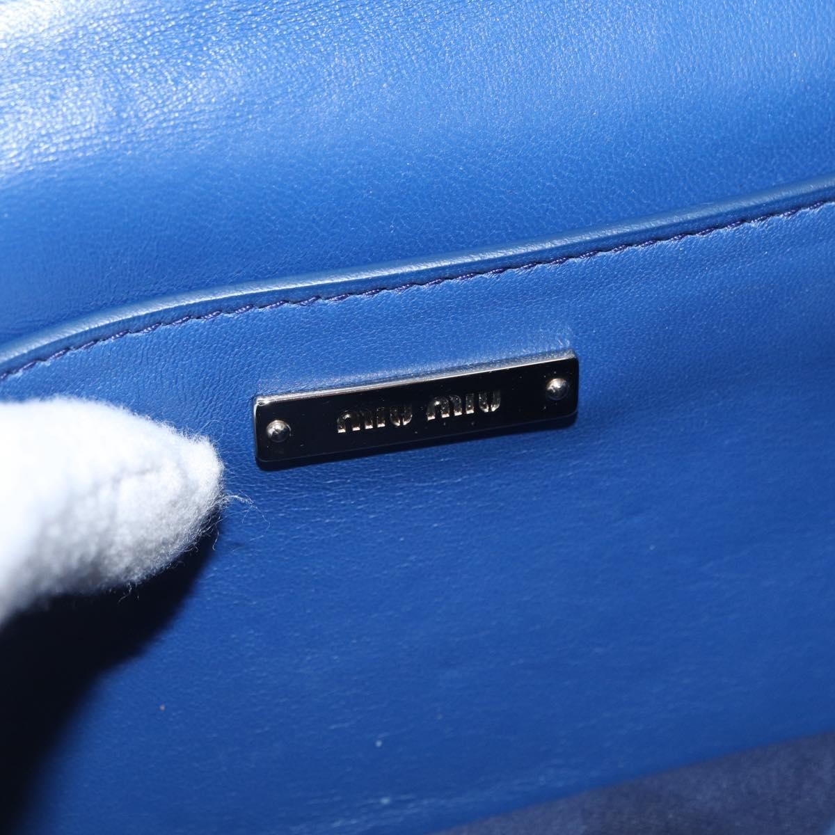 Miu Miu Madras Crystal Buckle Shoulder Bag Matelasse Leather, BLUE, LEATHER, Shoulder bag