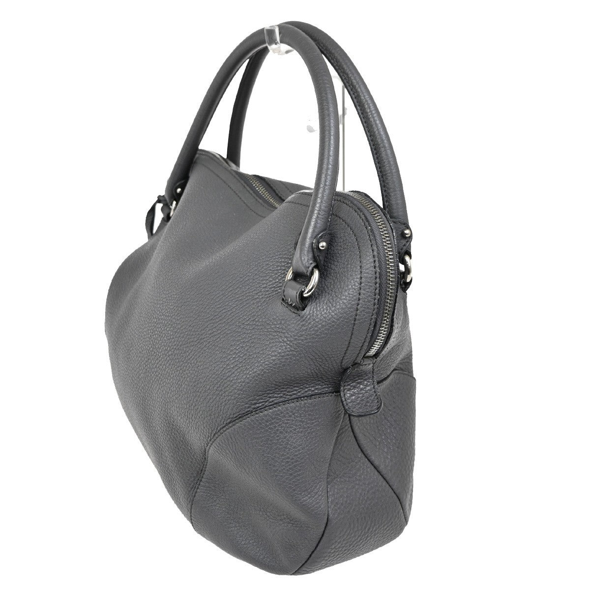 Salvatore Ferragamo Gancini handbag Leather, GRAY, LEATHER, Handbag