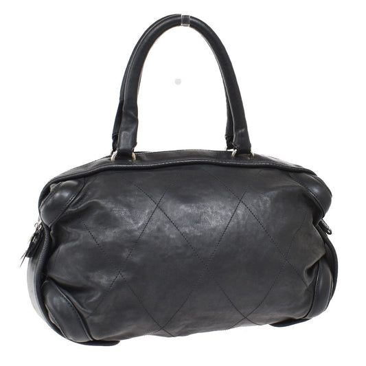 Chanel Coco Bowling Bag Quilted Leather, BLACK, LEATHER, Handbag