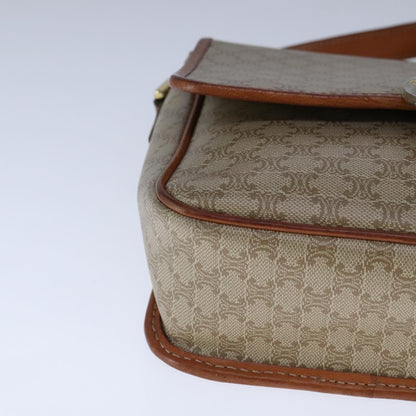 Celine Vintage Macadam Circle Logo Shoulder Bag Canvas and Leather, Beige, Canvas, Shoulder Bag