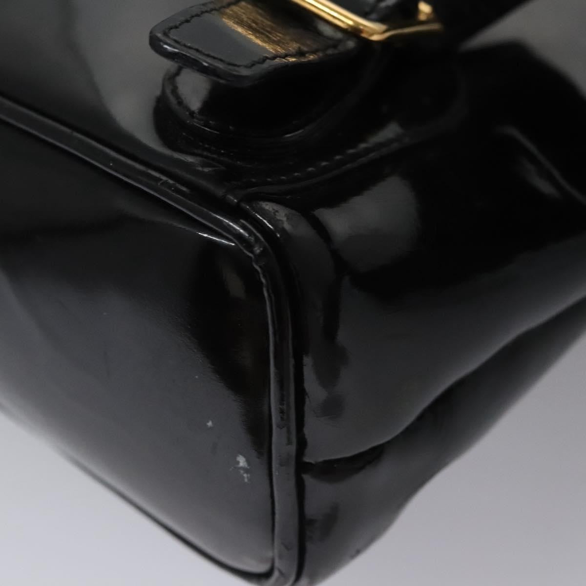 Gucci Vintage Bamboo Backpack Patent, BLACK, PATENT_LEATHER, Backpack