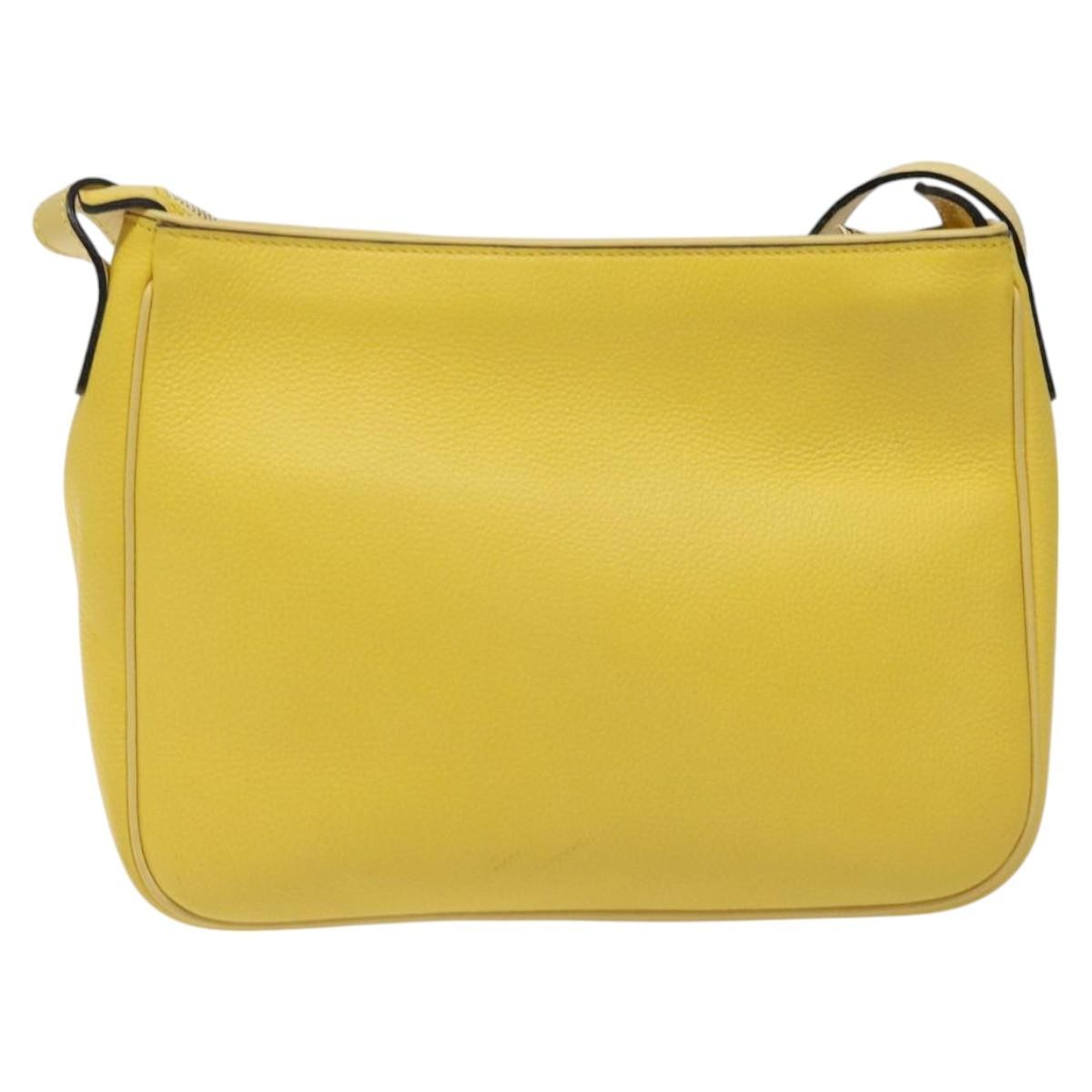 Celine Vintage Shoulder Bag Leather, YELLOW, LEATHER, Shoulder bag