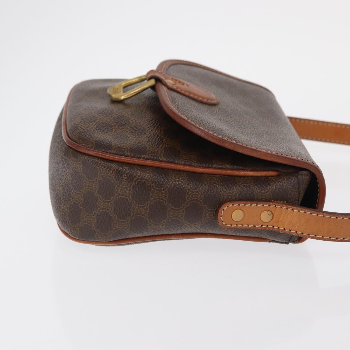 Celine Vintage Macadam Shoulder Bag Canvas and Leather, BROWN, CANVAS, Shoulder bag