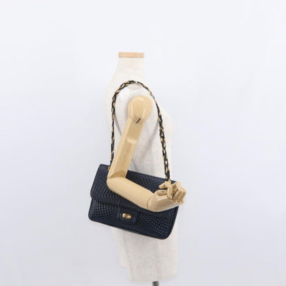 Bally Vintage Shoulder Bag Leather, Navy, Leather, Shoulder Bag
