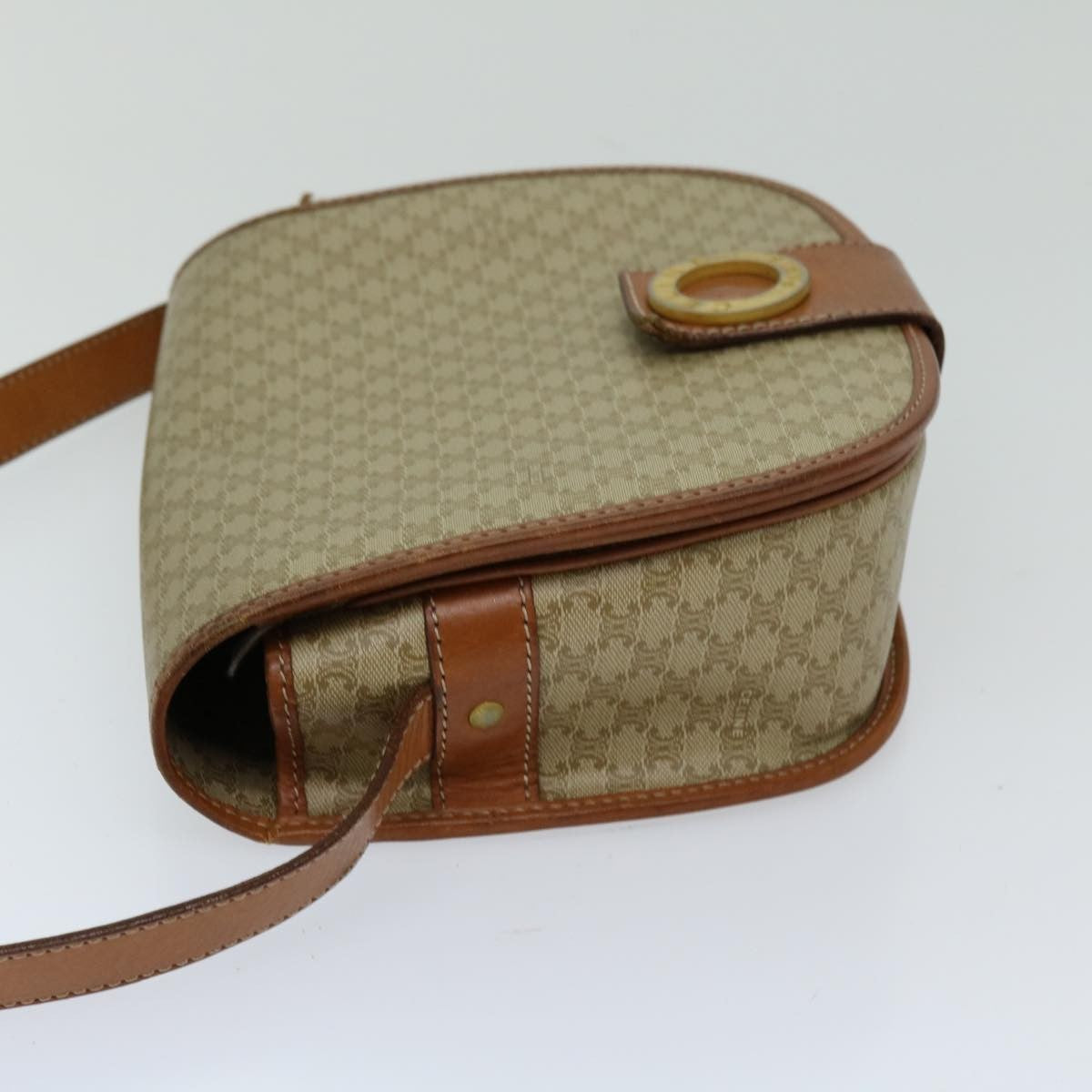 Celine Macadam Shoulder Bag Canvas, BEIGE, CANVAS, Shoulder bag