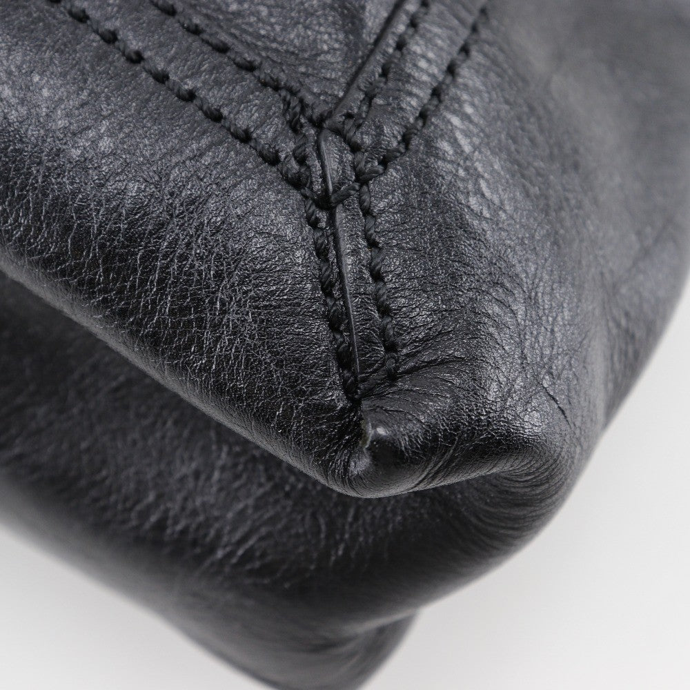 Fendi Maxi Baguette Chain Shoulder Bag Leather, BLACK, LEATHER, Tote bag