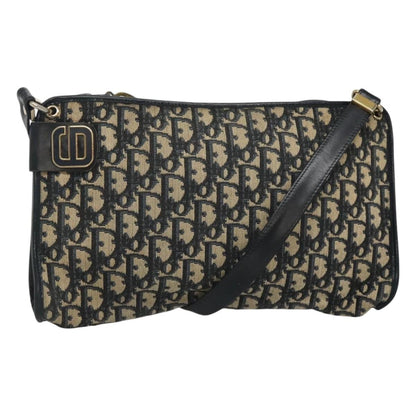 Christian Dior Vintage Trotter Shoulder Bag Canvas, NAVY, CANVAS, Shoulder bag
